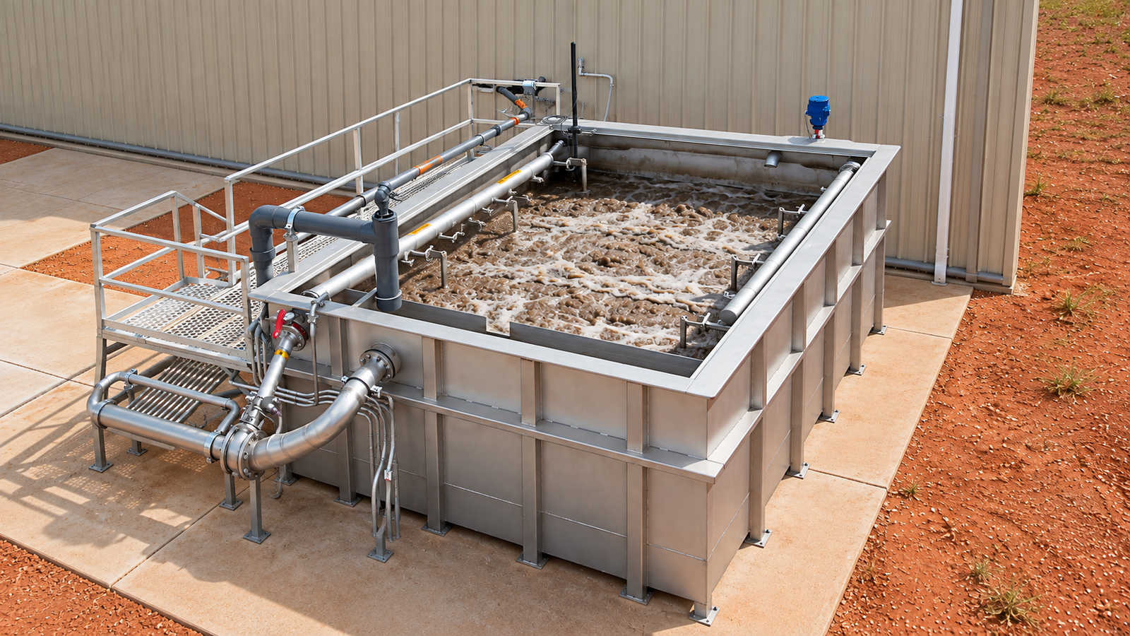 Reactor MBR como reactor biológico con aireación SBR, blowers y tablero eléctrico